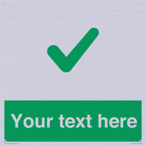 Custom green background, green tick sign